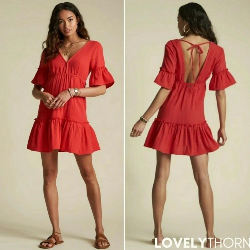 SINCERELY JULES // ltd ed billabong collab plunge boho-chic beachy mini dress